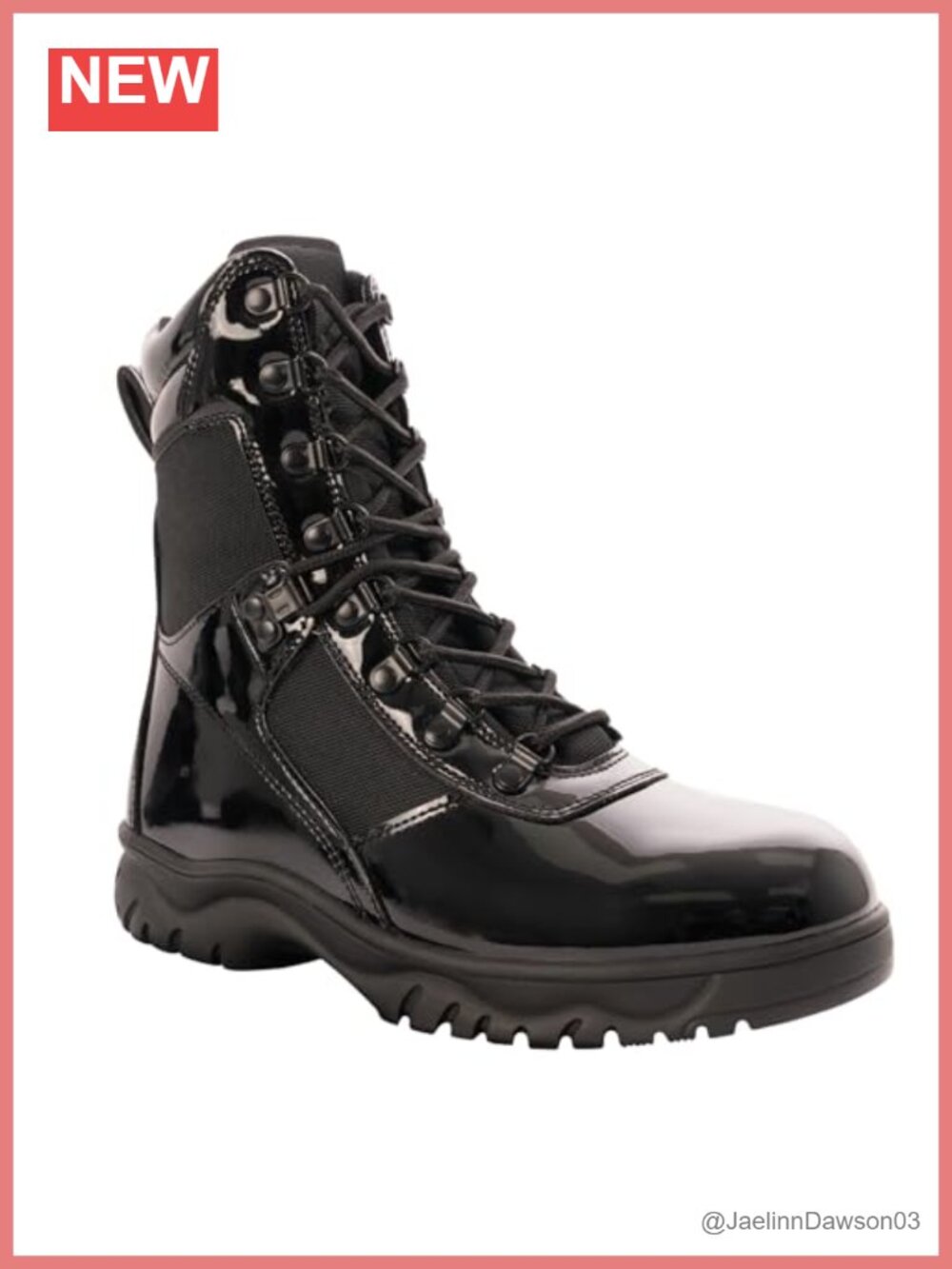 High-Gloss Side Zip Tactical Boots with Slip-Resistant Sole